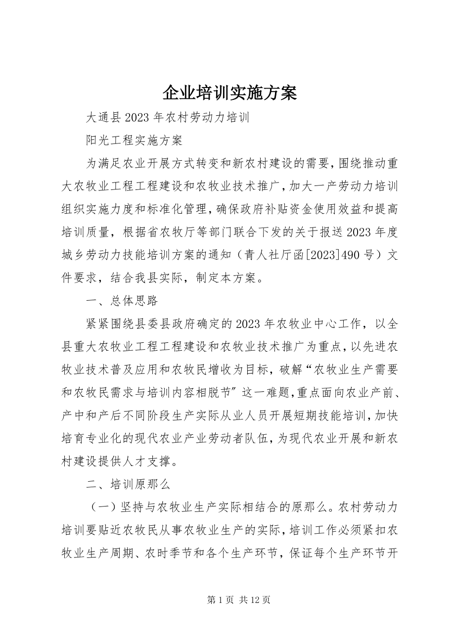 2023年企业培训实施方案.docx_第1页