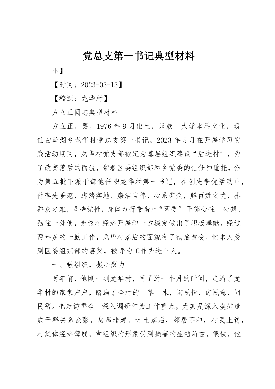 2023年党总支第一书记典型材料.docx_第1页