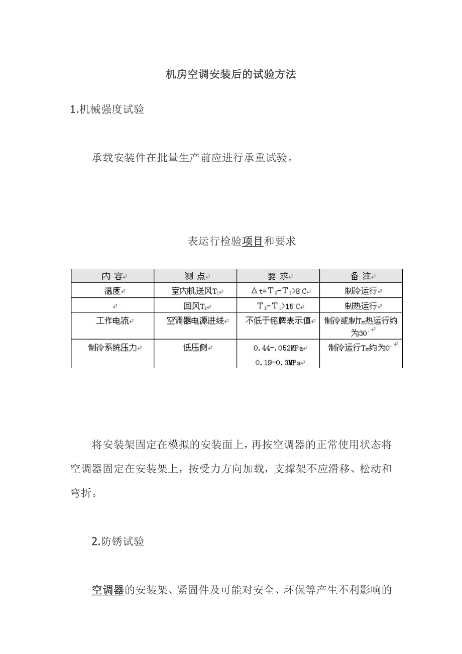 2023年机房空调安装后的试验方法.doc_第1页