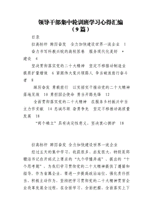 （9篇）领导干部集中轮训班学习心得汇编.doc