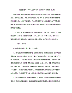 应急管理局2023年上半年工作总结和下半年计划（区县）.docx