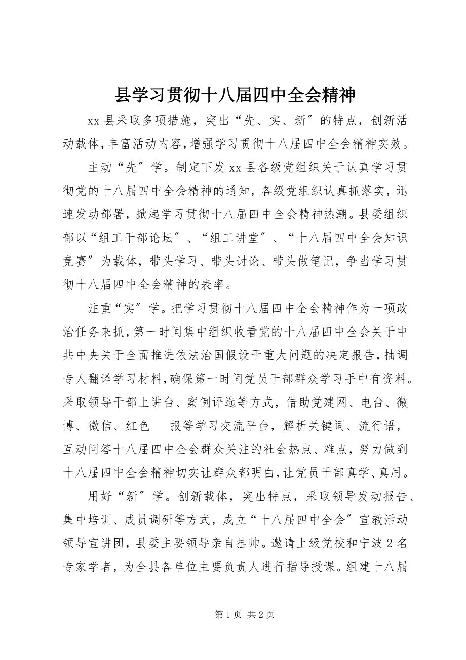 2023年县学习贯彻十八届四中全会精神.docx_第1页