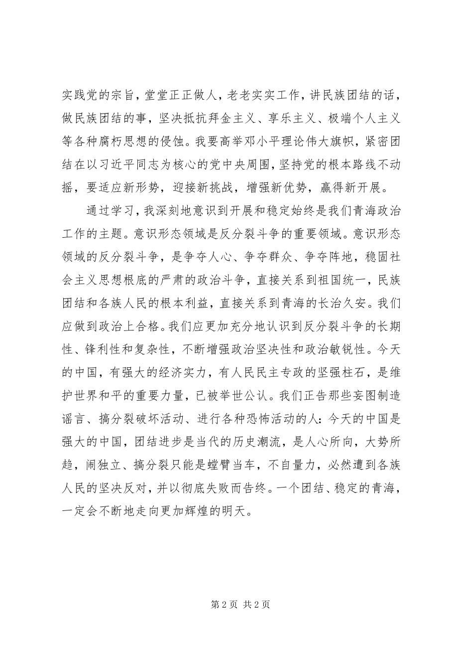 2023年学习“反对分裂维护稳定促进发展”主题教育活动心得体会.docx_第2页