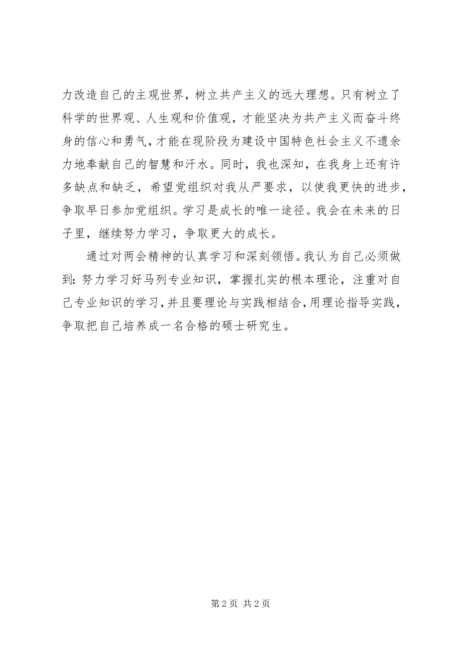 2023年积极分子学习两会精神思想汇报.docx_第2页