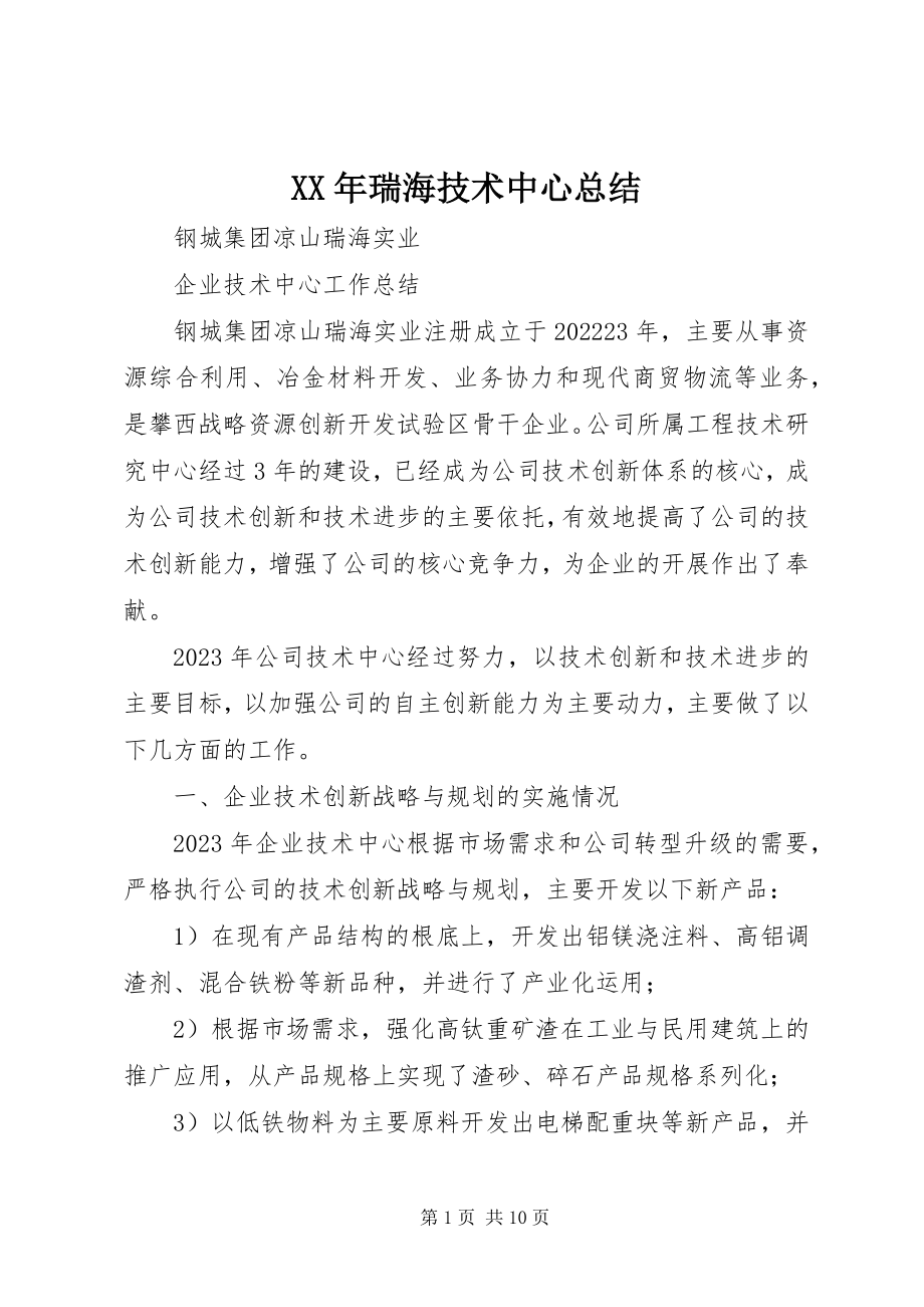 2023年瑞海技术中心总结.docx_第1页