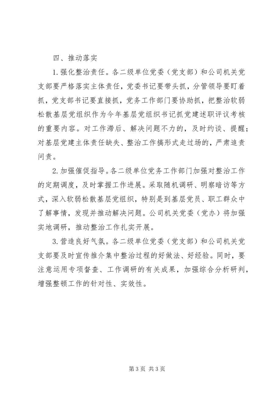 2023年整治基层党组织软弱涣散方面突出问题的实施方案.docx_第3页