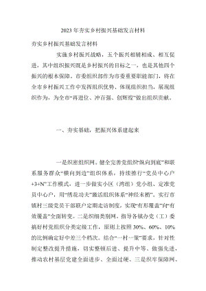 2023年夯实乡村振兴基础发言材料.docx