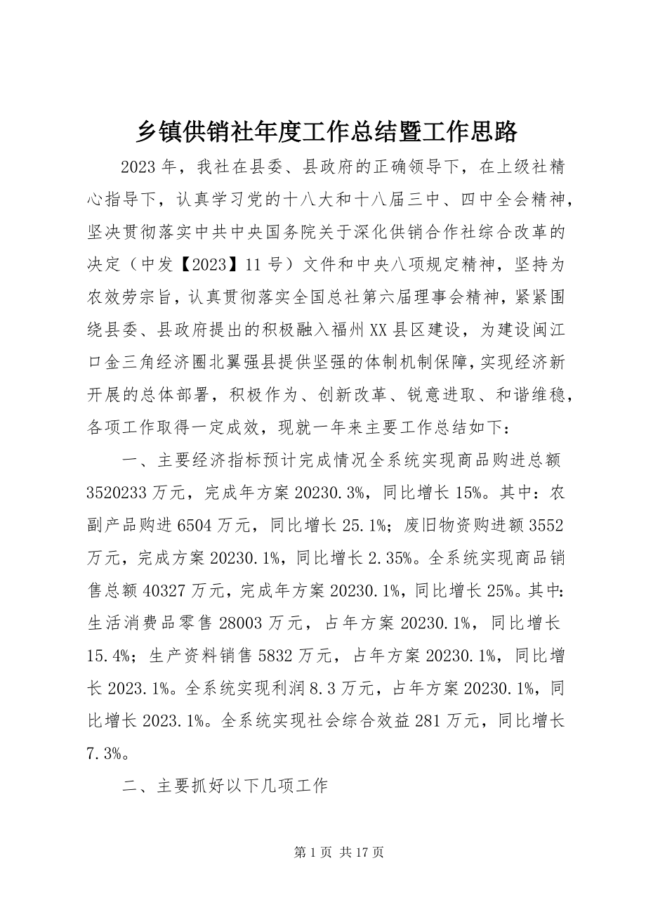 2023年乡镇供销社年度工作总结暨工作思路.docx_第1页