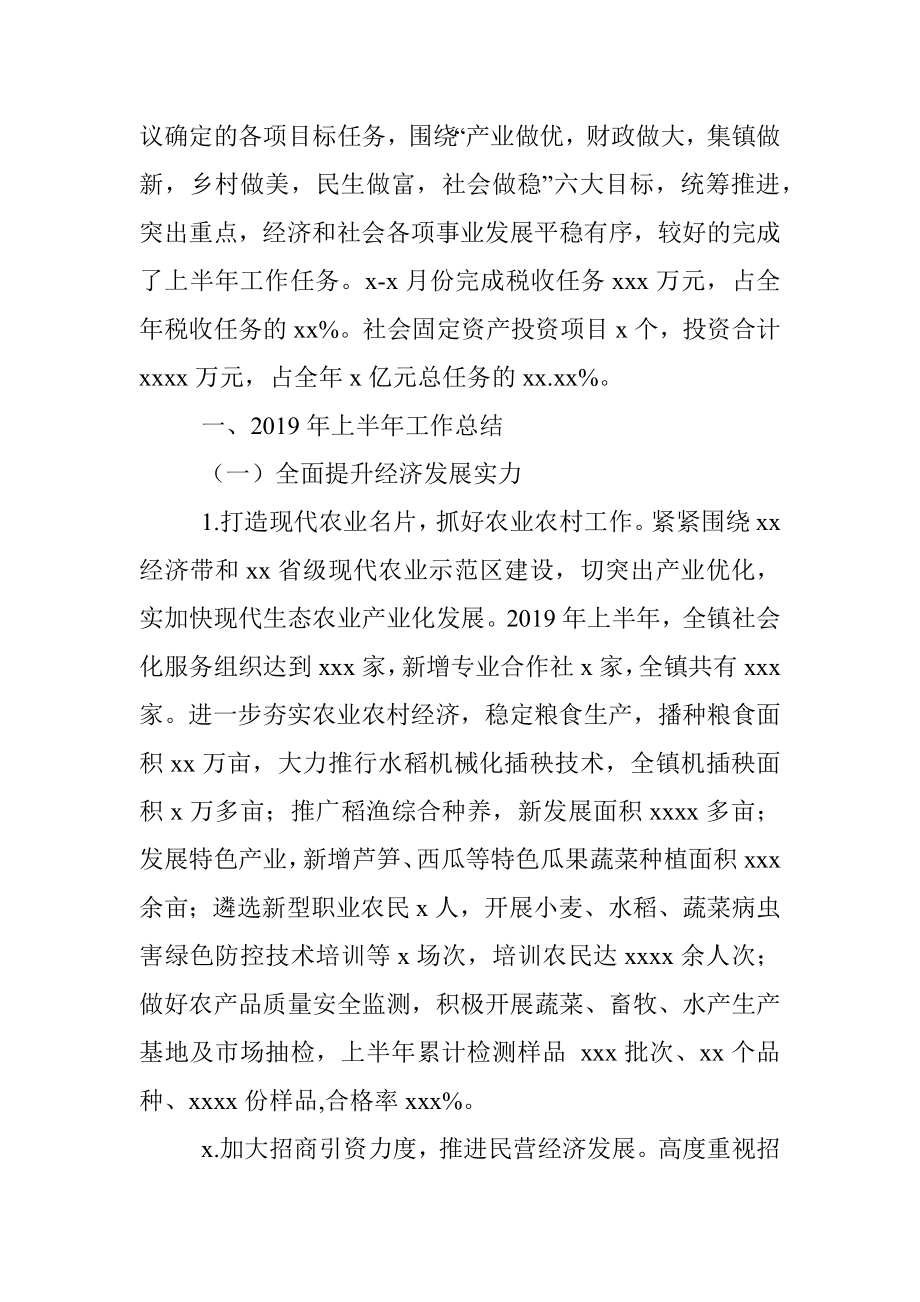 2019年上半年工作总结和下半年工作安排（镇乡）.docx_第2页