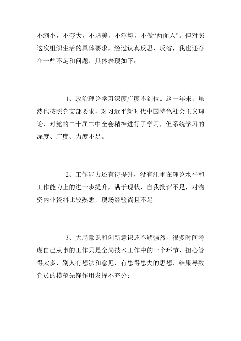 202X年的专题组织生活会个人发言提纲范文.docx_第2页