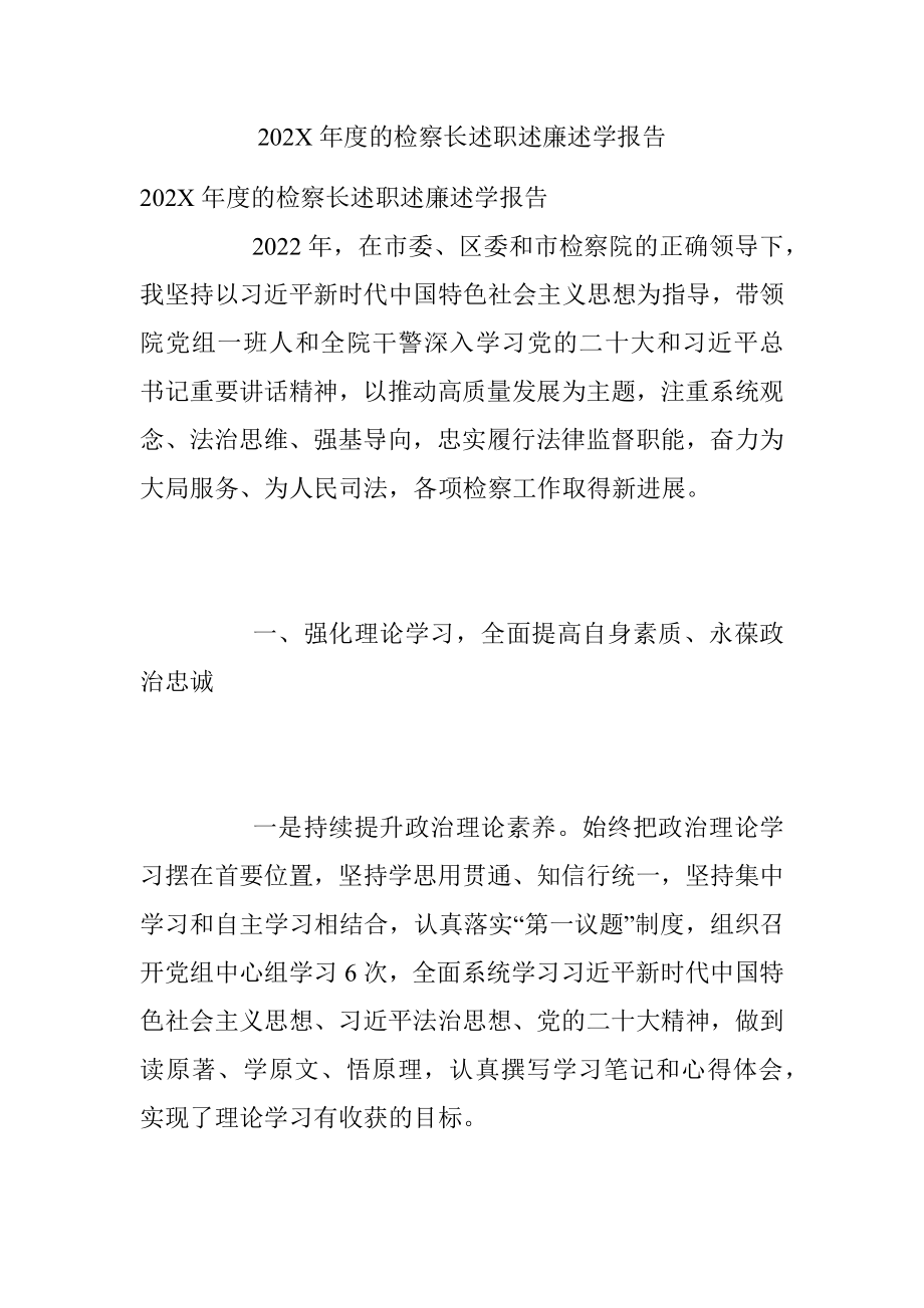 202X年度的检察长述职述廉述学报告.docx_第1页