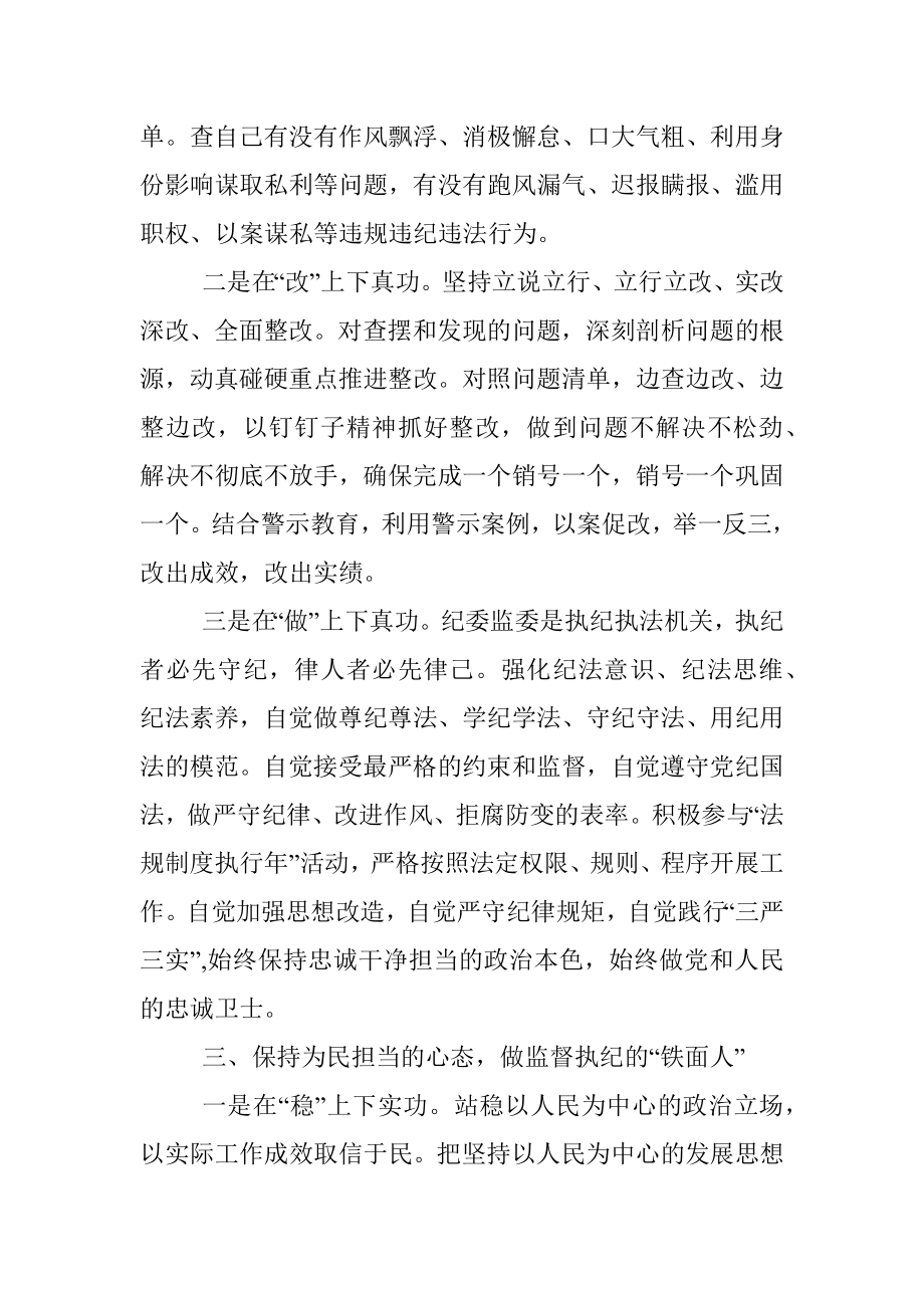 2023年纪检监察干部队伍教育整顿心得体会及研讨发言材料.docx_第3页