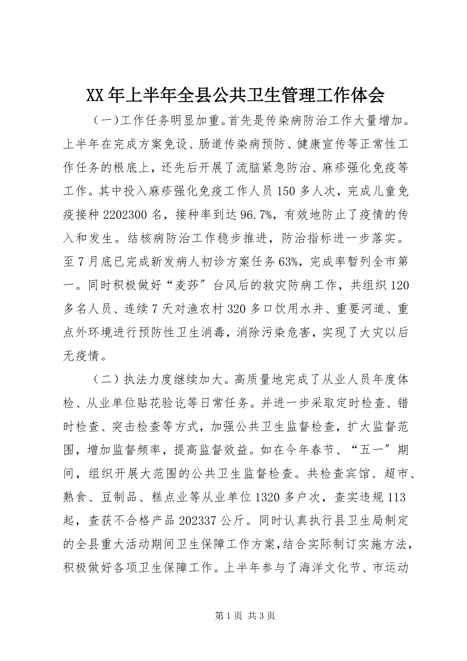 2023年上半年全县公共卫生管理工作体会.docx_第1页