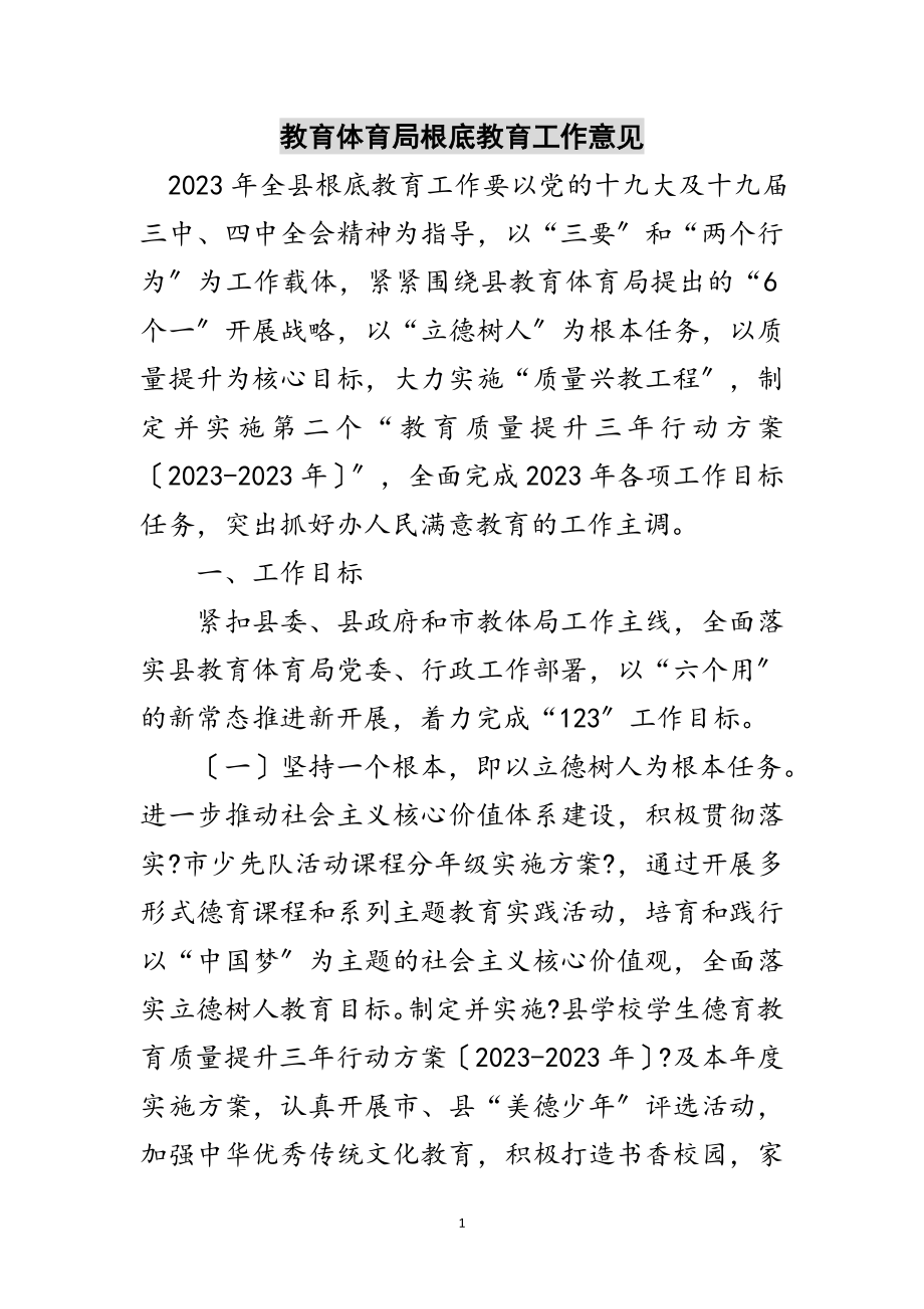 2023年教育局基础教育工作意见范文.doc_第1页