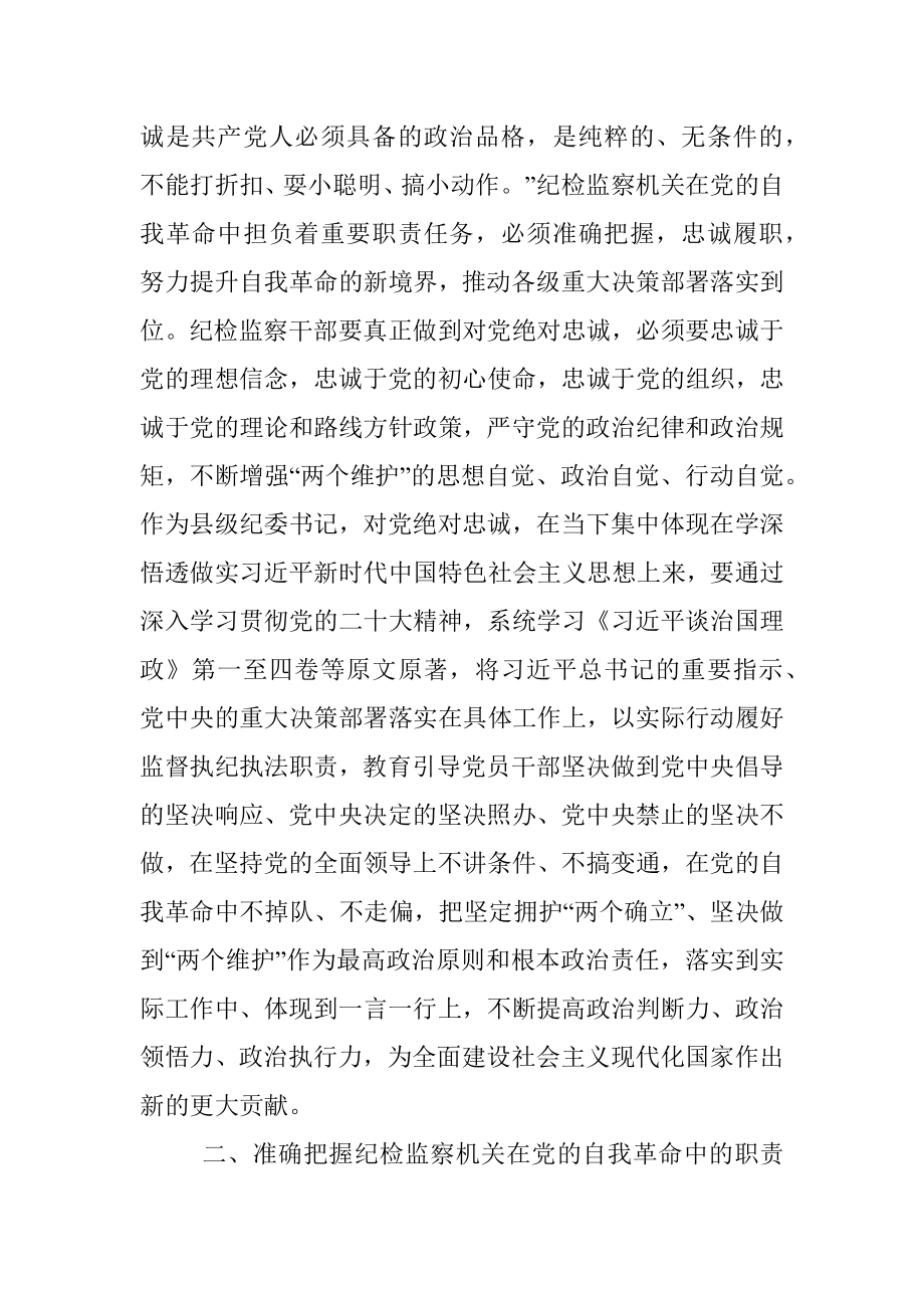 2023年X县纪委书记纪检监察干部队伍教育整顿研讨发言材料.docx_第2页