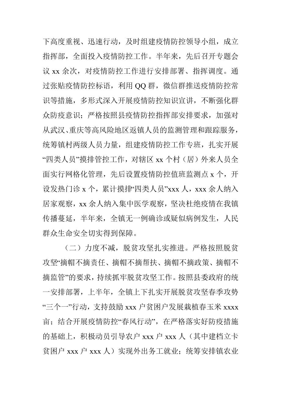 2020年上半年工作总结及下半年工作计划（乡镇）.docx_第2页