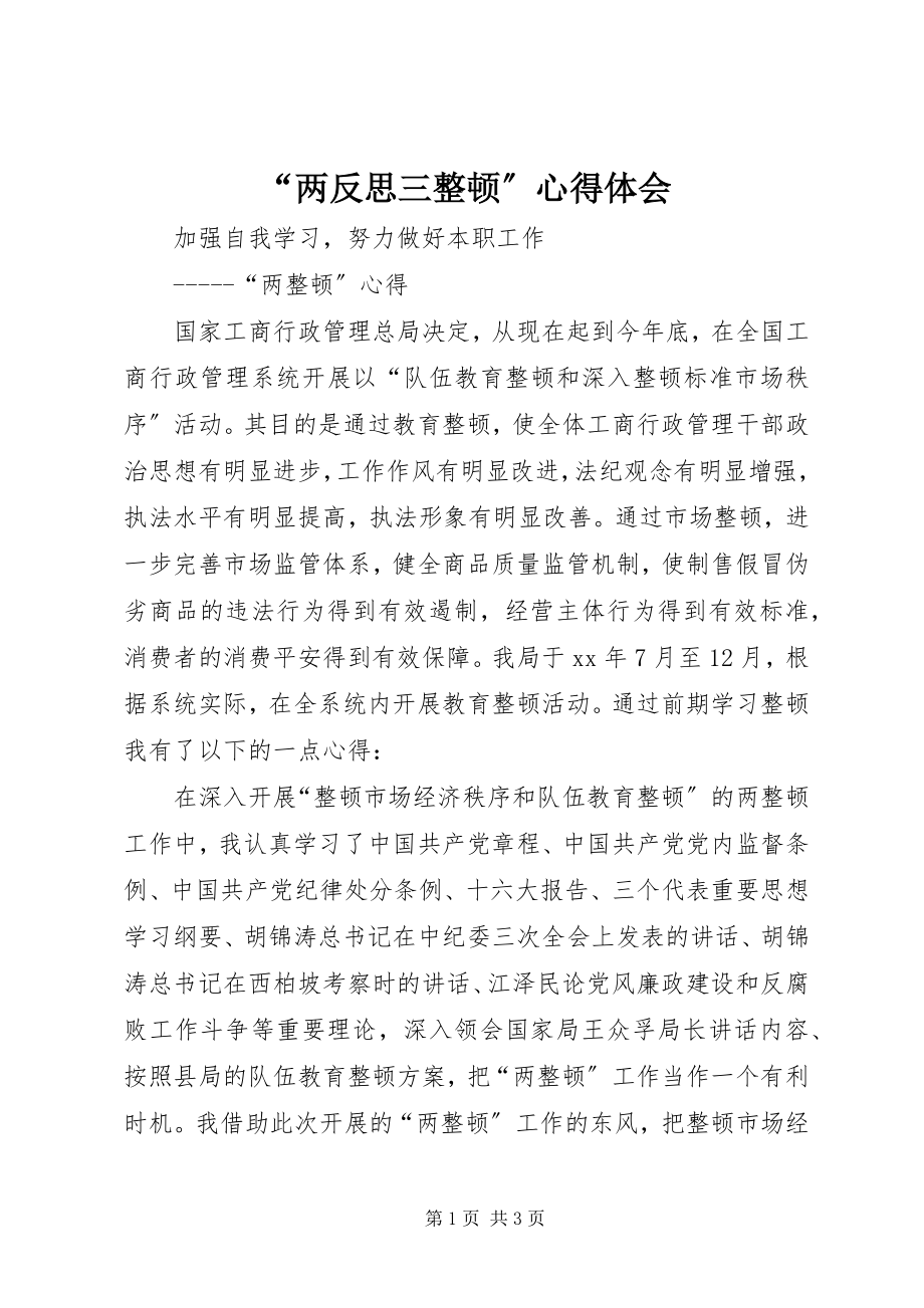 2023年“两反思三整顿”心得体会新编.docx_第1页