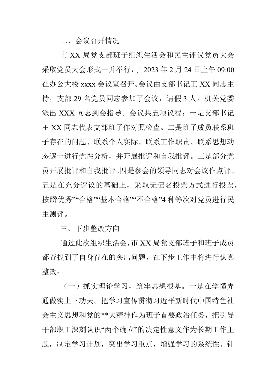 XX局关于召开2023年组织生活会的情况报告.docx_第3页