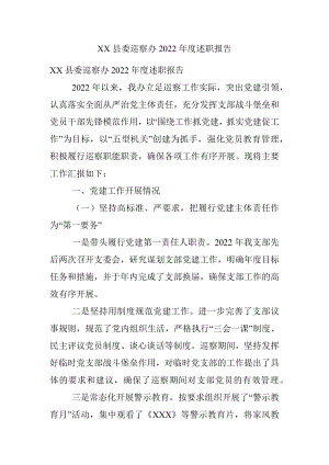 XX县委巡察办2022年度述职报告.docx