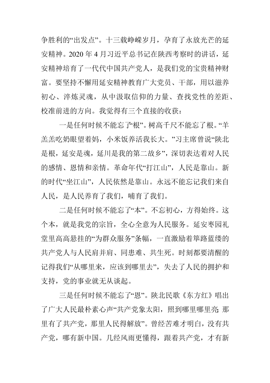 （专题党课）寻根问道延安 红色圣地取经 让延安精神在担当新时代新使命中永放光芒.docx_第2页