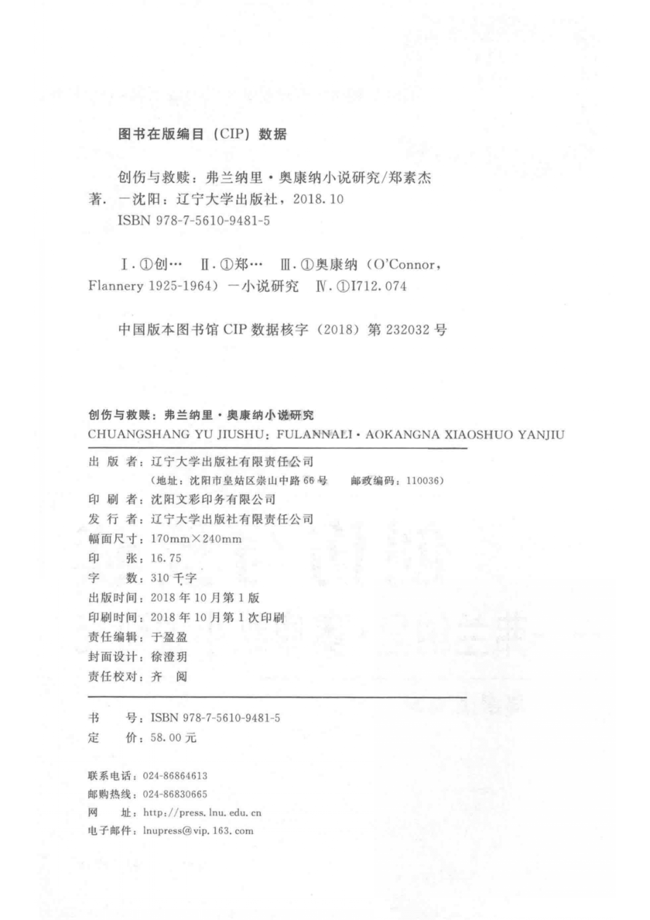 创伤与救赎弗兰纳里·奥康纳小说研究_郑素杰著.pdf_第3页