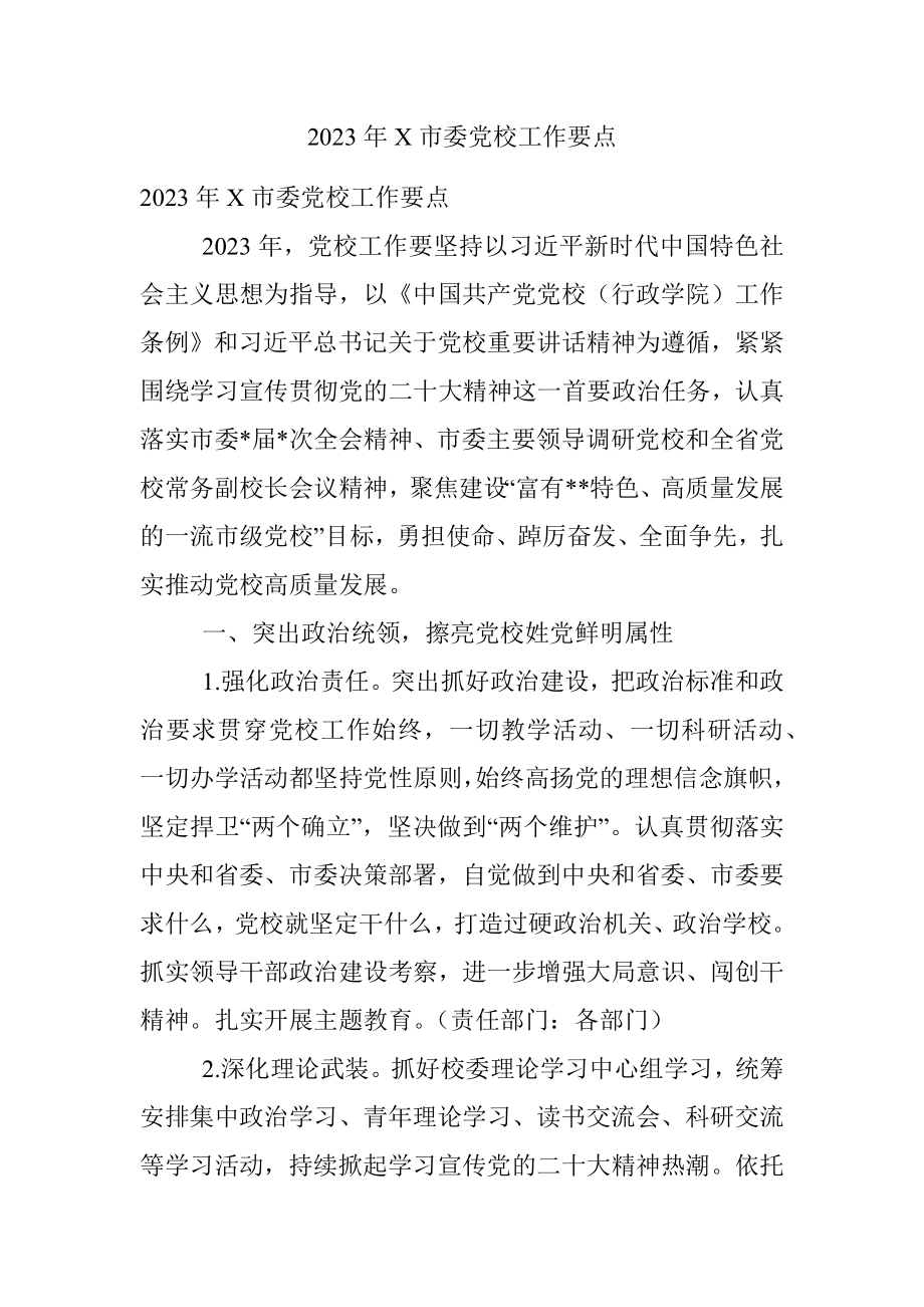 2023年X市委党校工作要点.docx_第1页