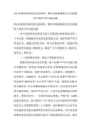 XX县委组织部经验交流材料：聚焦全链条精准发力全面激发干部担当作为新动能.docx