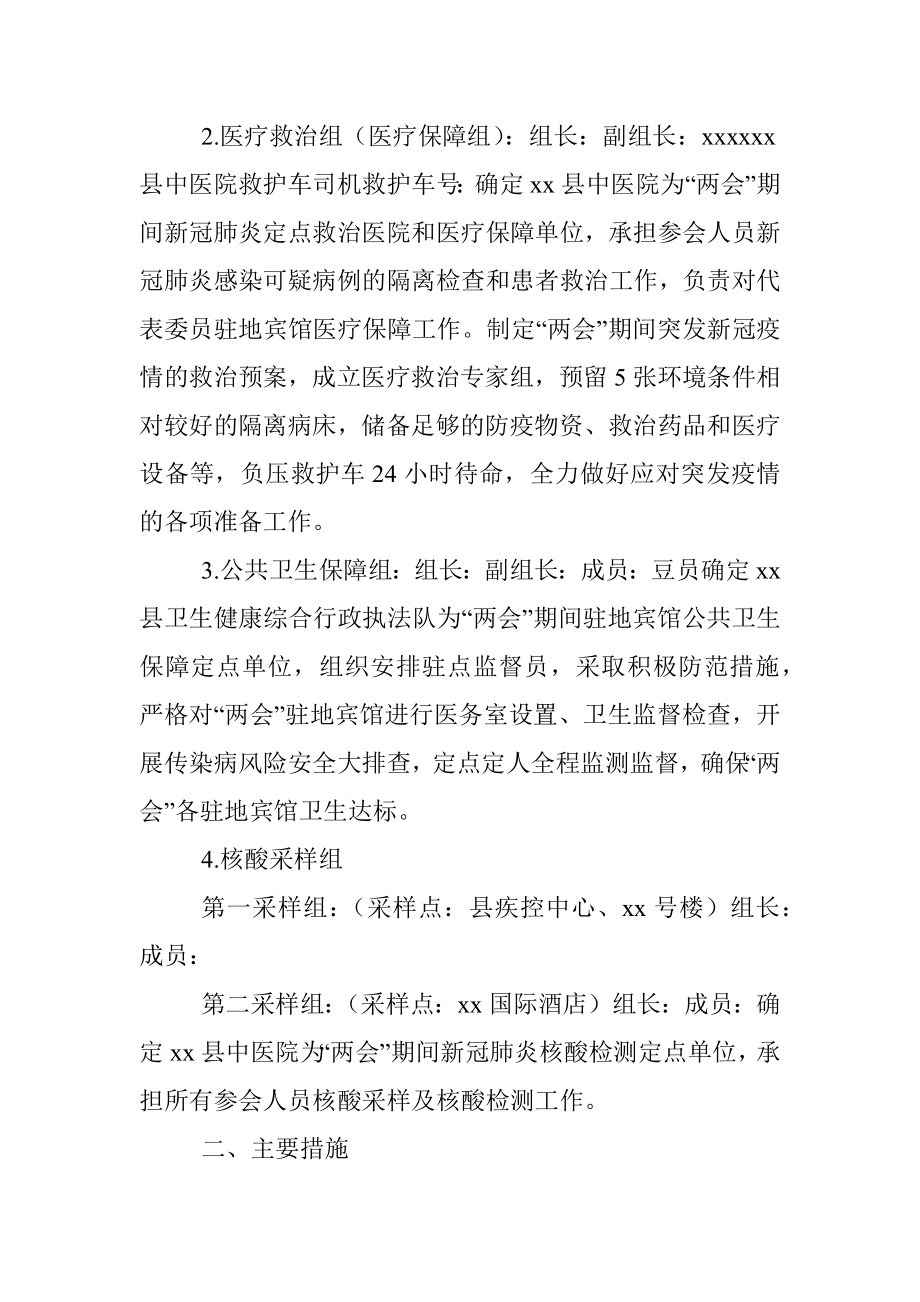 2022年X县两会疫情防控和医疗保障工作方案.docx_第2页