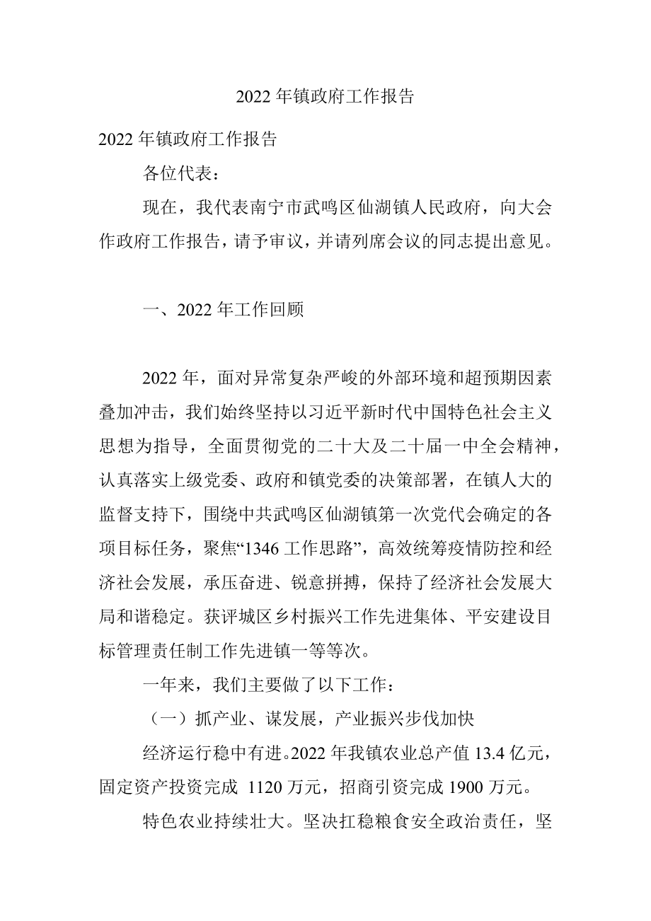 2022年镇政府工作报告.docx_第1页