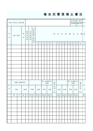 锤击沉管混凝土灌注桩工程施工记录表GD2301008.xls