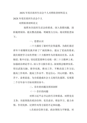 202X年度在组织生活会个人对照检查材料范文.docx