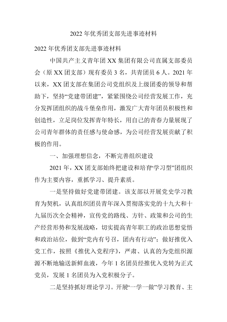 2022年优秀团支部先进事迹材料.docx_第1页