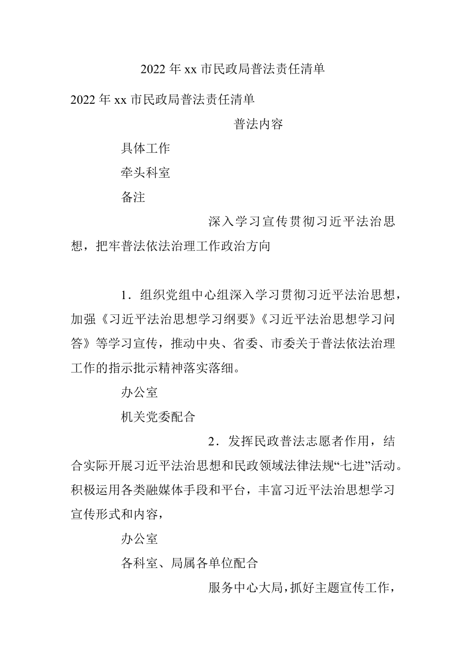 2022年xx市民政局普法责任清单.docx_第1页