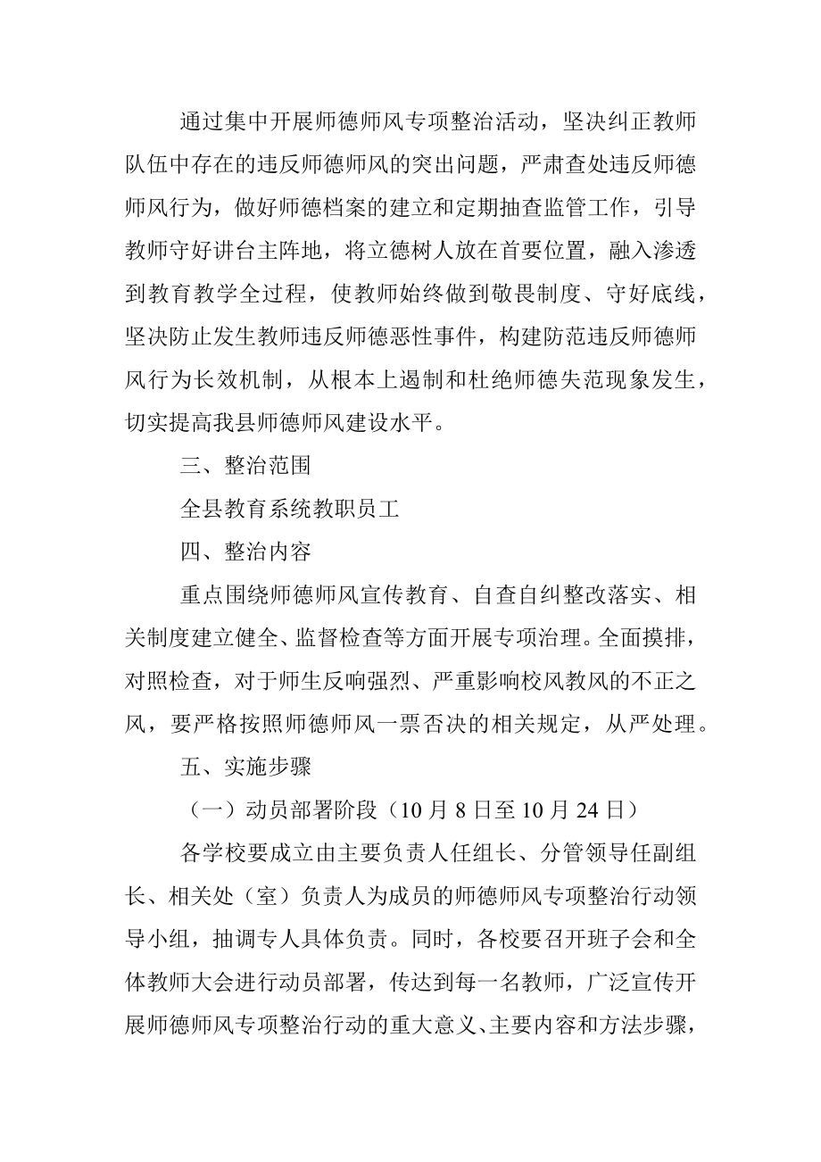 2023年某县开展教育系统师德师风专项整治行动实施方案.docx_第2页