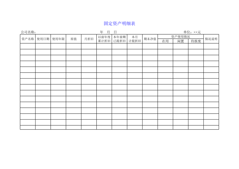 固定资产明细表.xls_第1页