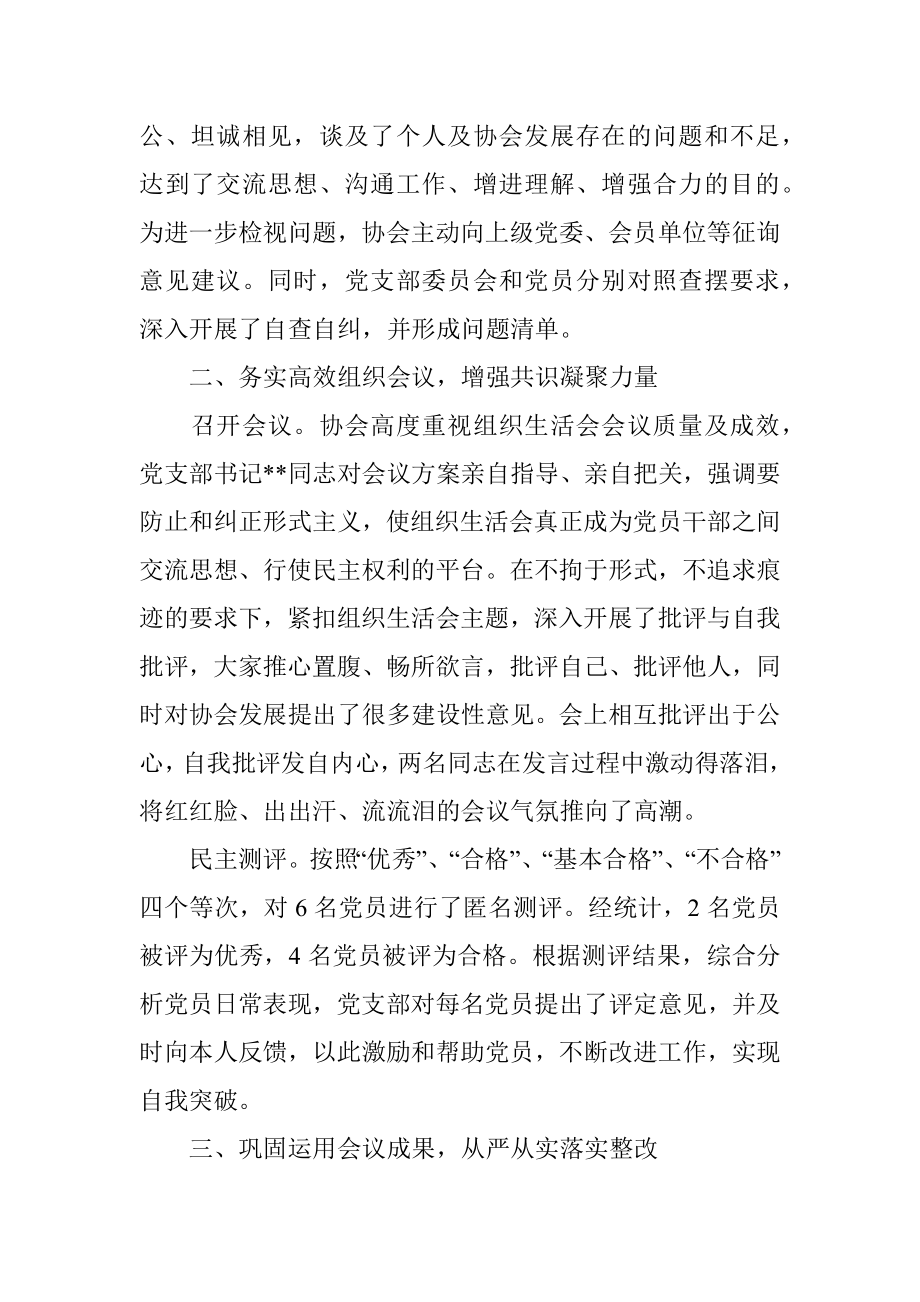 行业协会召开组织生活会和民主评议党员情况报告.docx_第2页