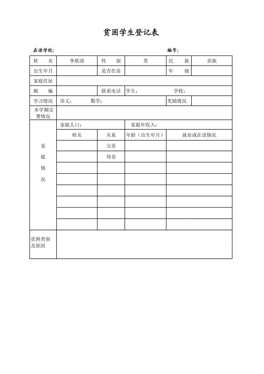 贫困学生登记表.xls_第1页