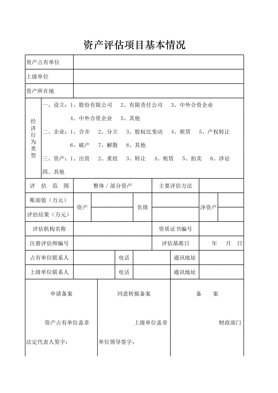 资产评估项目基本情况.xls_第1页