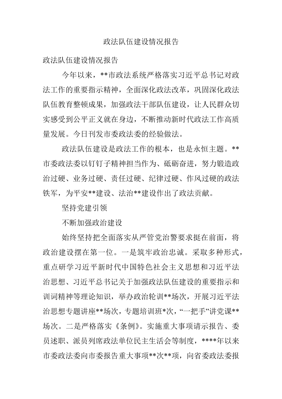 政法队伍建设情况报告.docx_第1页