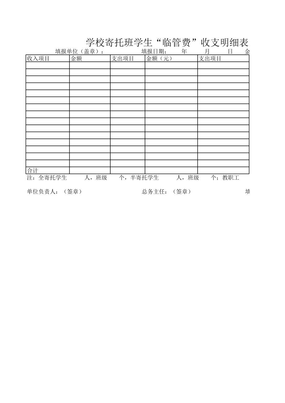 学校寄托班学生“临管费”收支明细表.xls_第1页