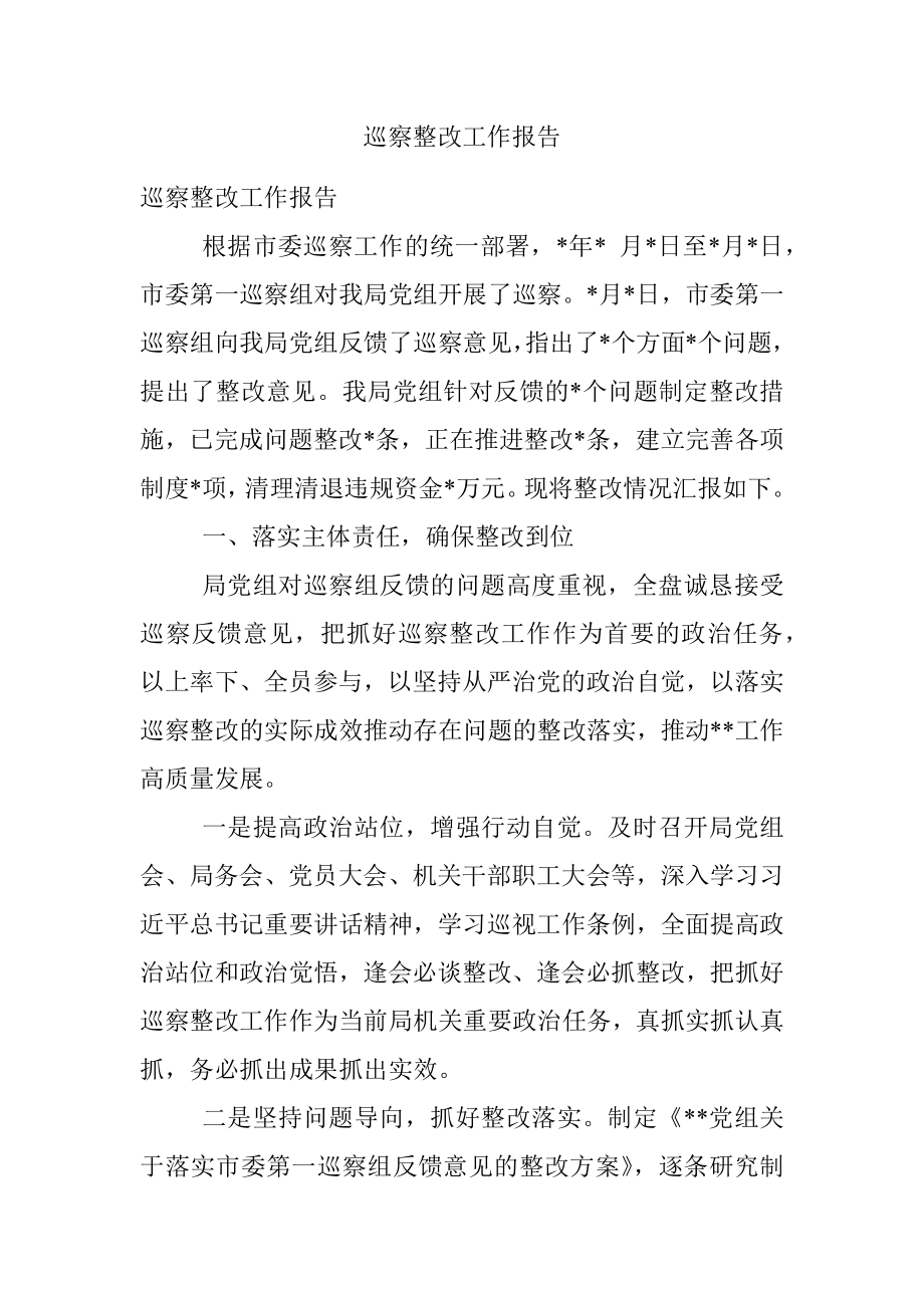 巡察整改工作报告.docx_第1页