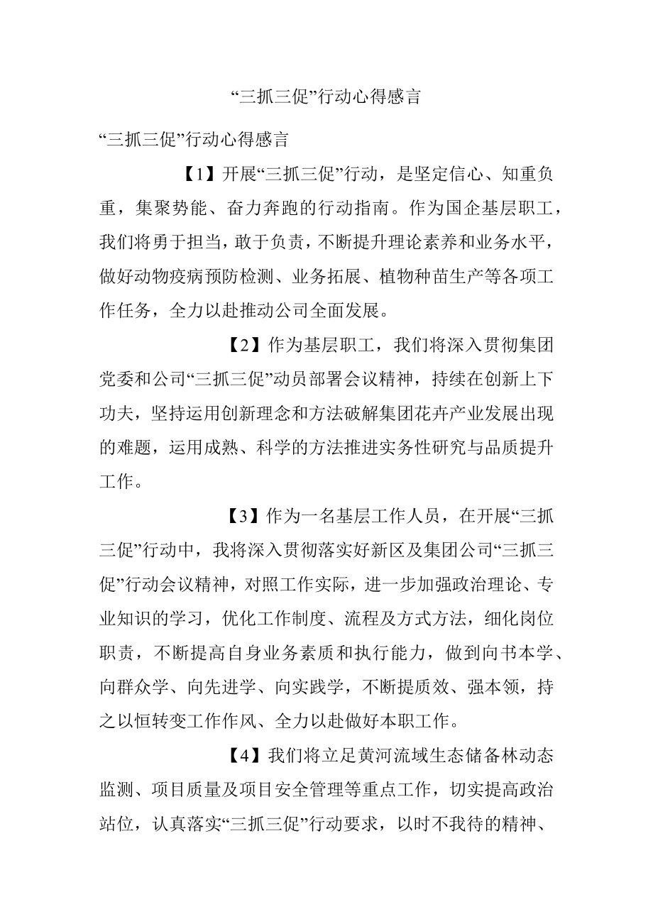 “三抓三促”行动心得感言.docx_第1页