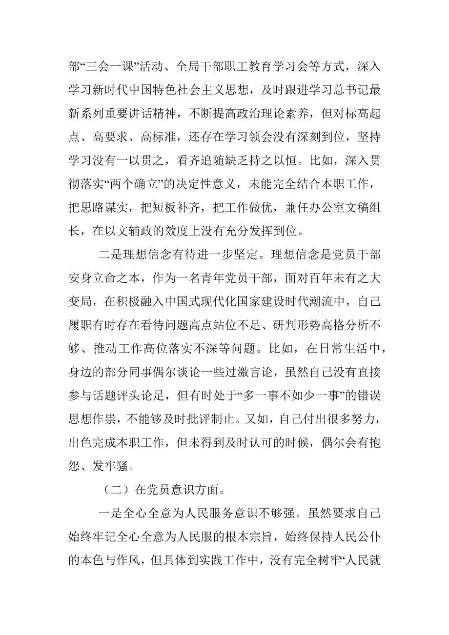 政府机关党支部党员干部组织生活会个人对照检查材料（党员对照六个方面）.docx_第2页