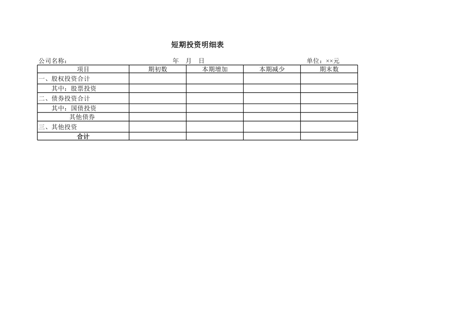 短期投资明细表.xls_第1页