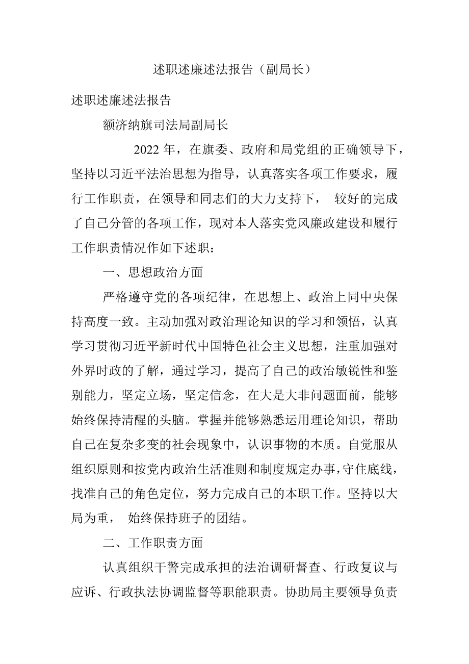 述职述廉述法报告（副局长）.docx_第1页