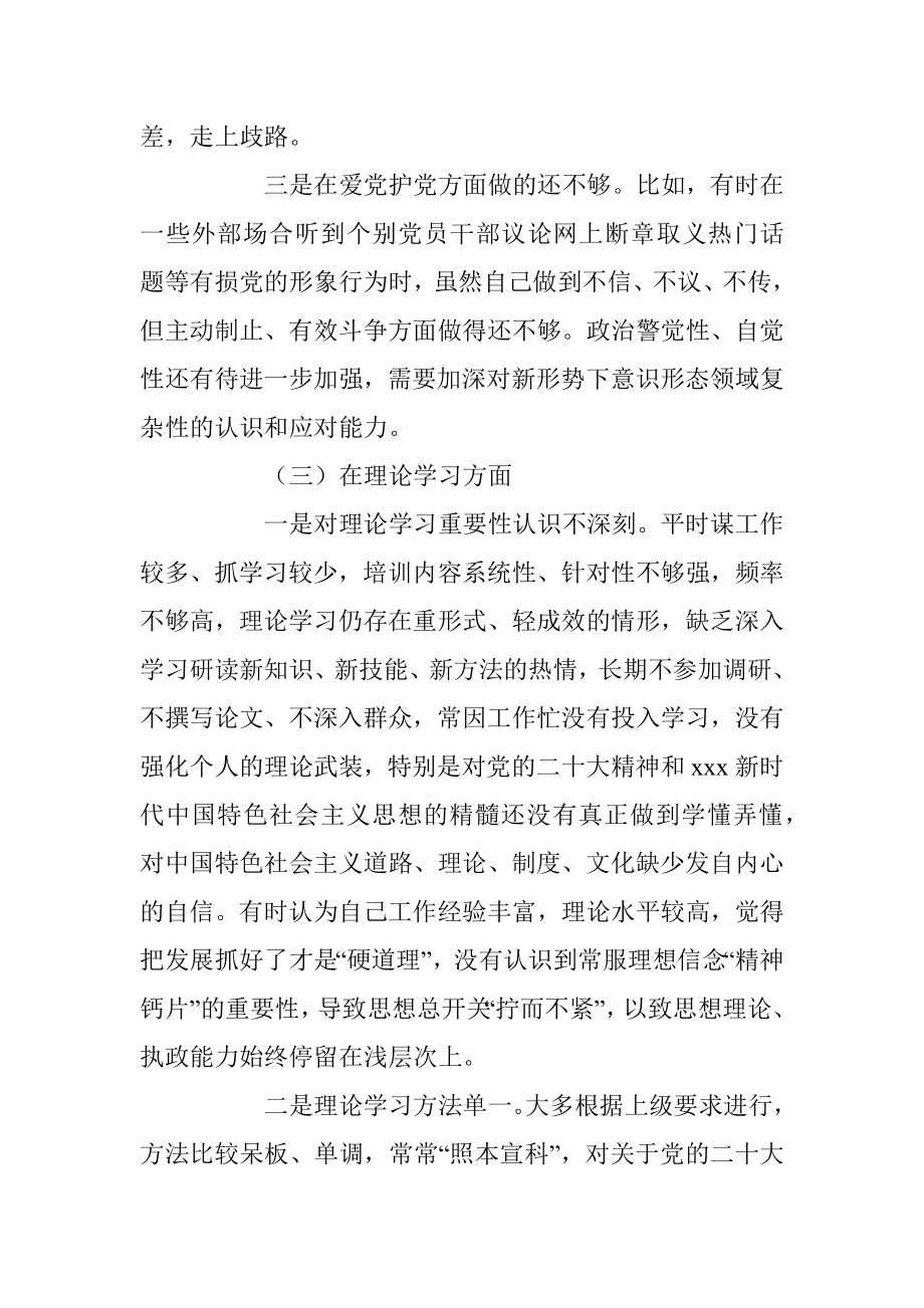 党员干部个人年度组织生活会（对照六个方面）检查材料.docx_第3页