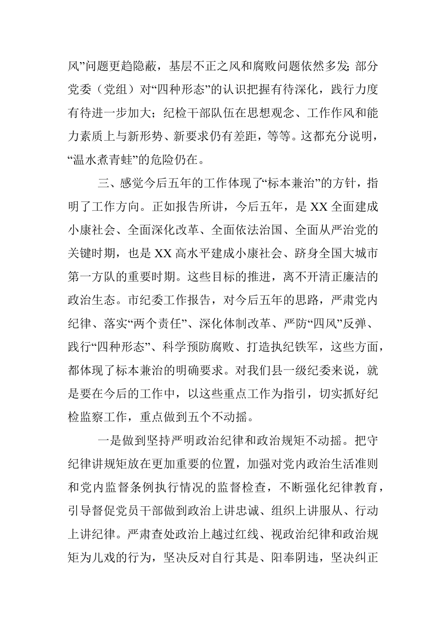 县纪委书记在讨论市纪委报告时的交流发言.docx_第2页