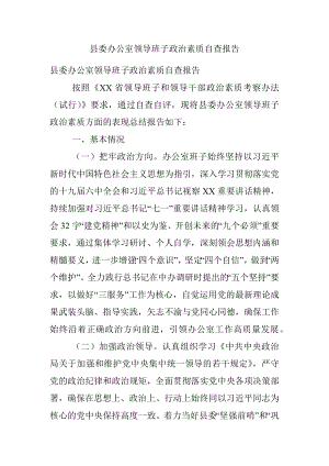 县委办公室领导班子政治素质自查报告.docx