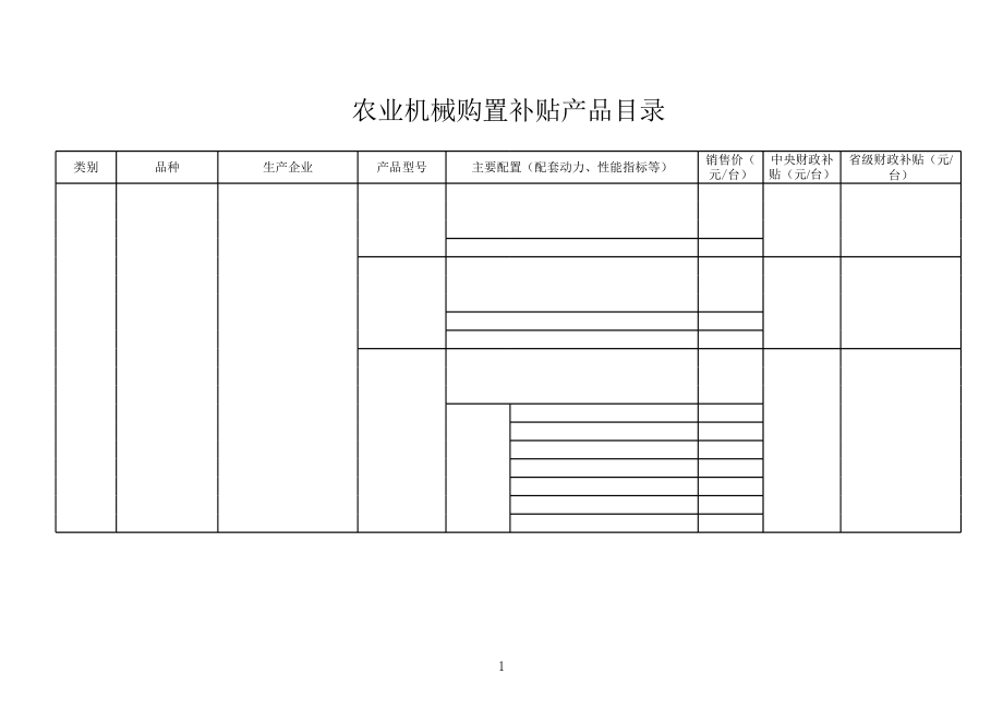 农业机械购置补贴产品目录表.xls_第1页