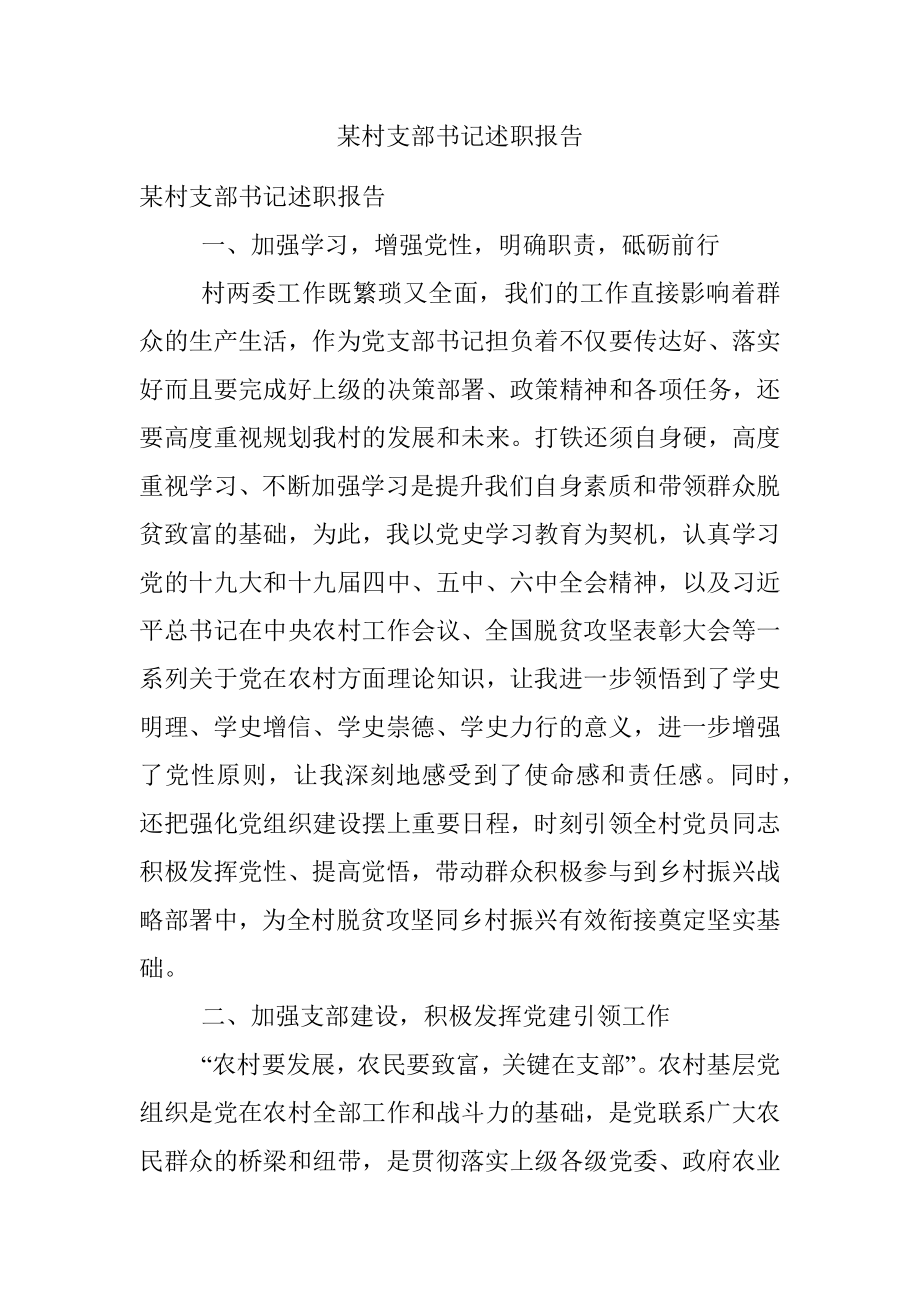 某村支部书记述职报告.docx_第1页